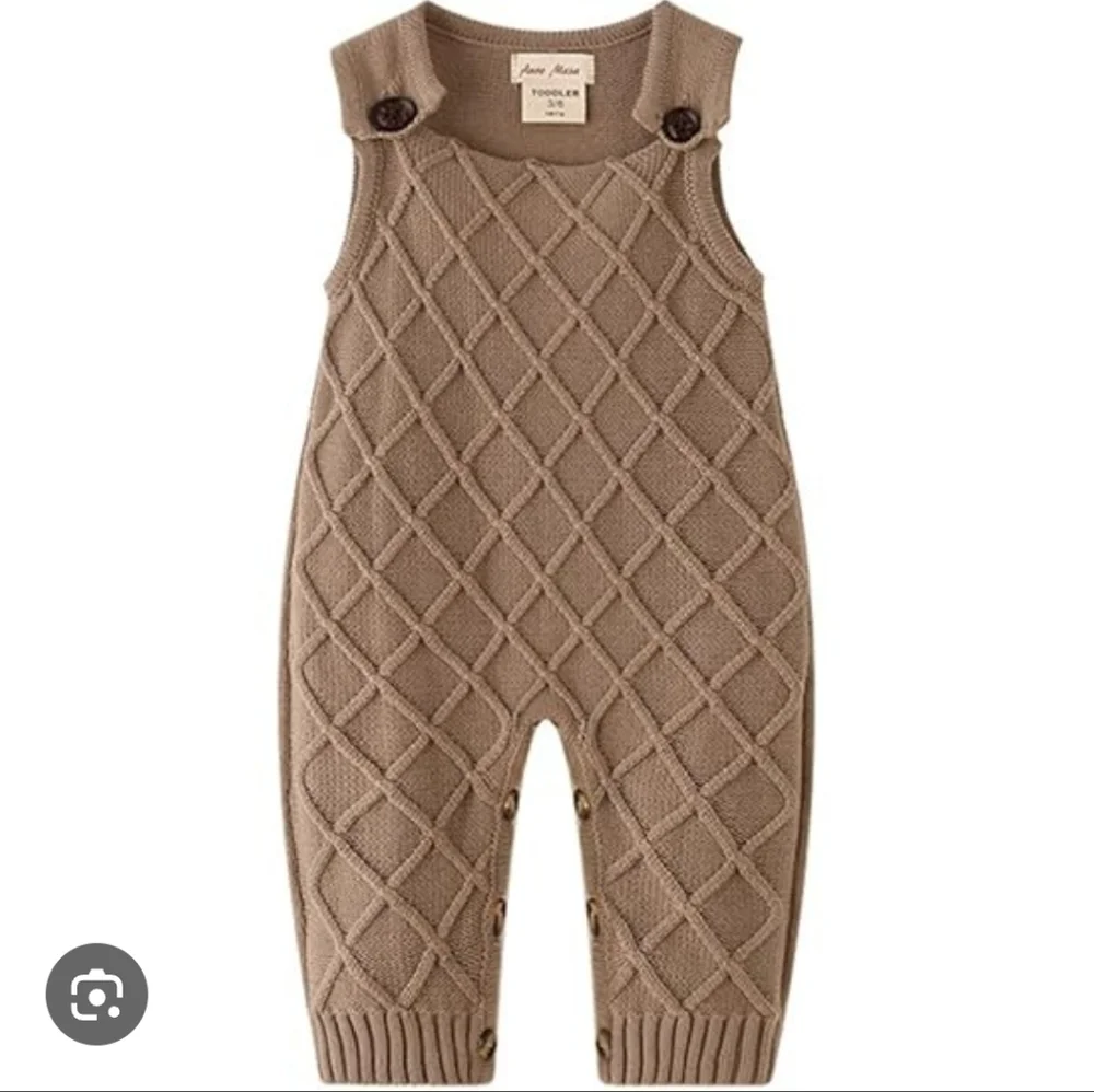 Brown Quilted Knit Overalls 2T , 90 CM Auro Mesa Unisex